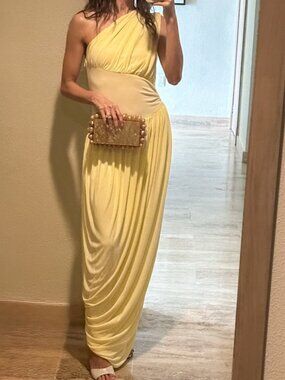 One-Shoulder Yellow Maxi Dress - Elegant Evening Wear